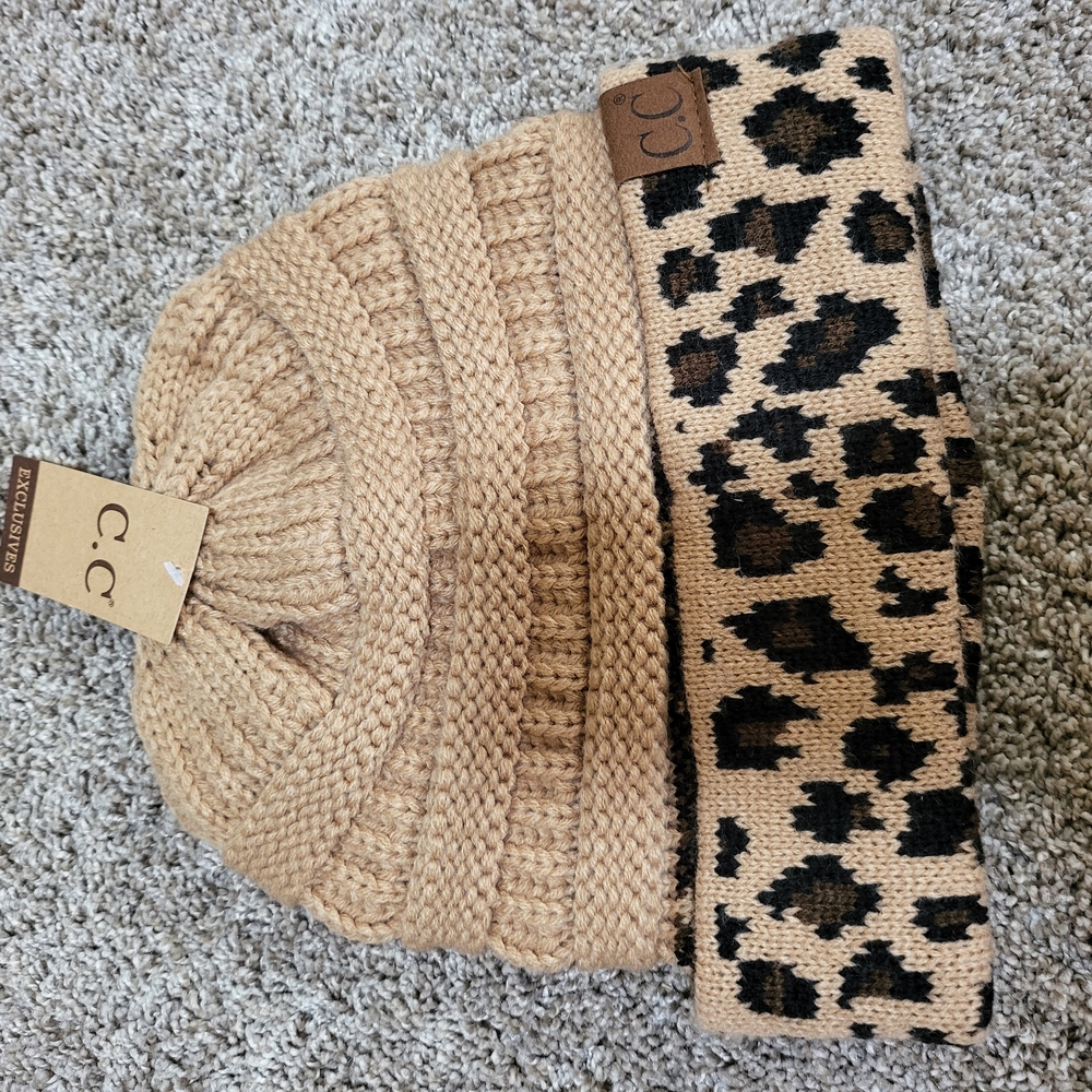 CC Leopard Print Knit Hat